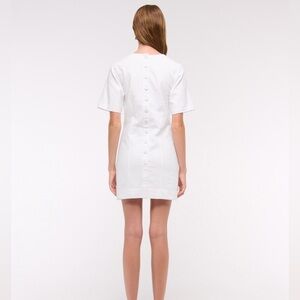 Abercrombie & Fitch White Short Sleeve Linen blend button Mini Dress Size MP